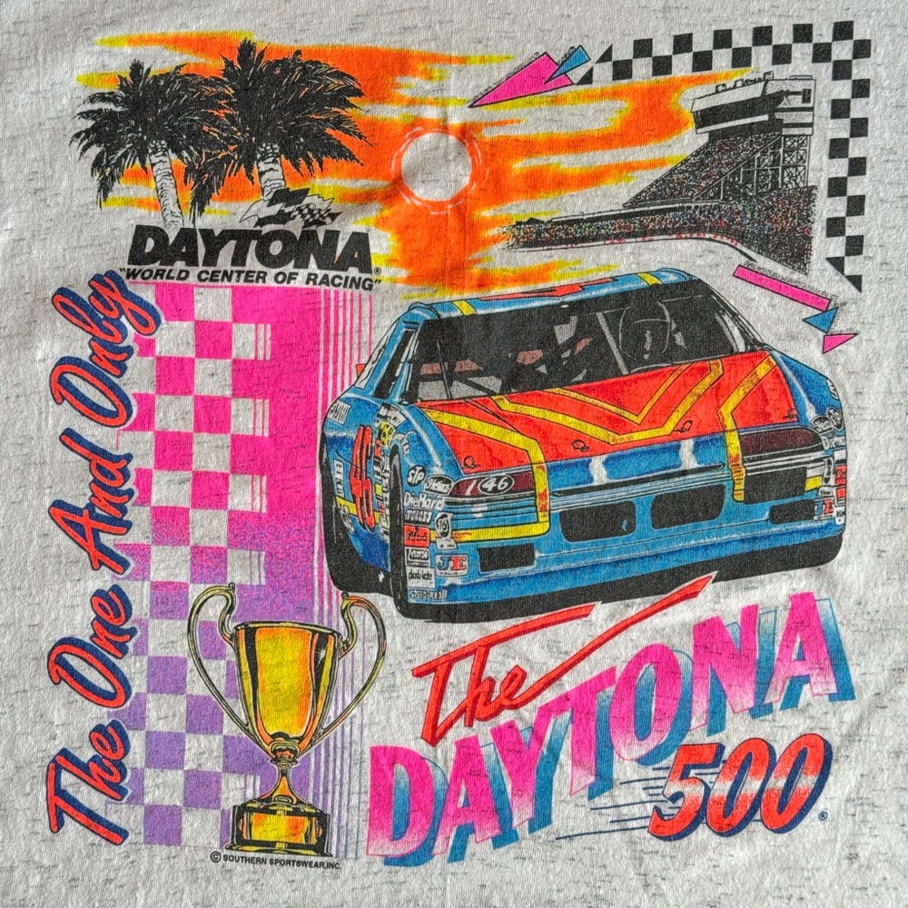 Vintage 1990’s NASCAR Racing Daytona
500 short sleeve tee shirt Light Gray XL - Picture 2 of 14